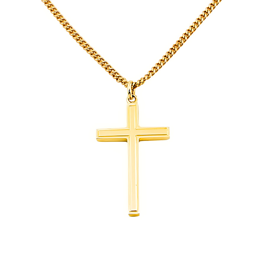 9ct gold 6.5g Chester Hallmark 1958 Cross Pendant with chain